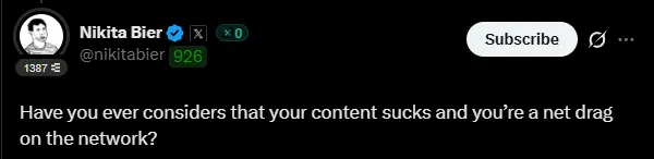 Nikita Bier on bad content getting buried by X quality algorithm